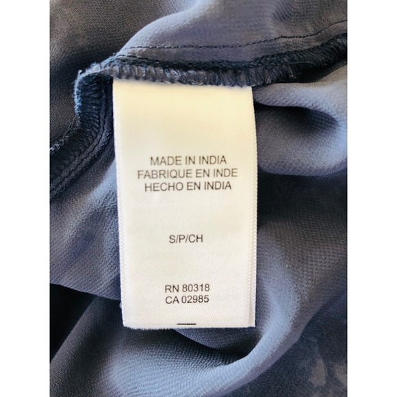 Lucky Brand Blue Floral Button Up Peasant Blouse Small Bohemian Long Sleeve - Picture 6 of 14